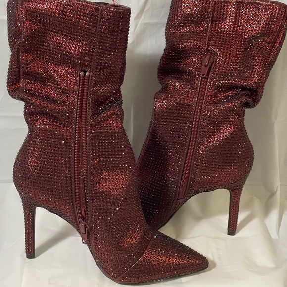 Thalia Sodi Shoes - Thalia Sodi red studded sparkling boots, NWT, size 6